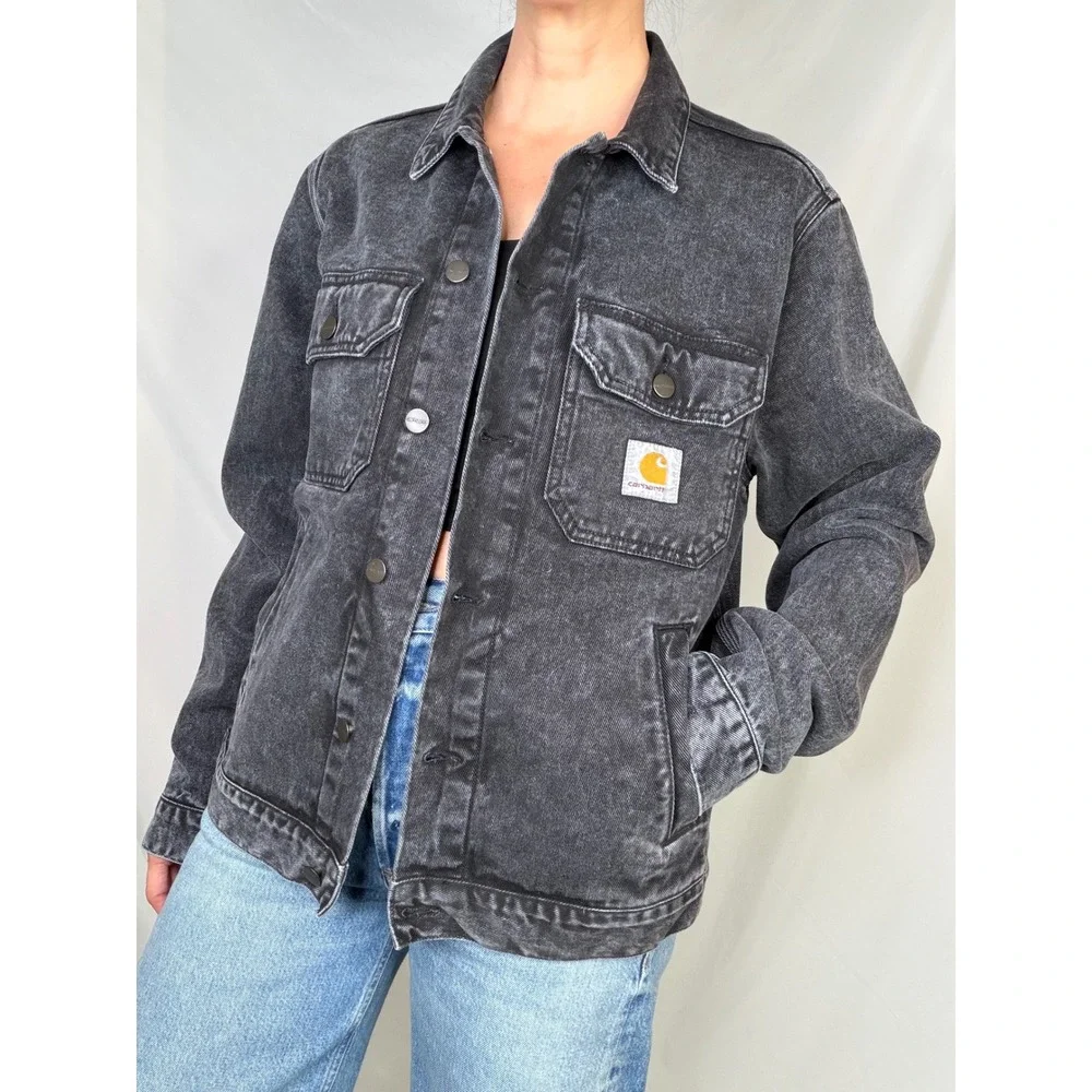 Carhartt WIP Stetson Jacket Black Denim Coat Organic Cotton Work in Progress S
